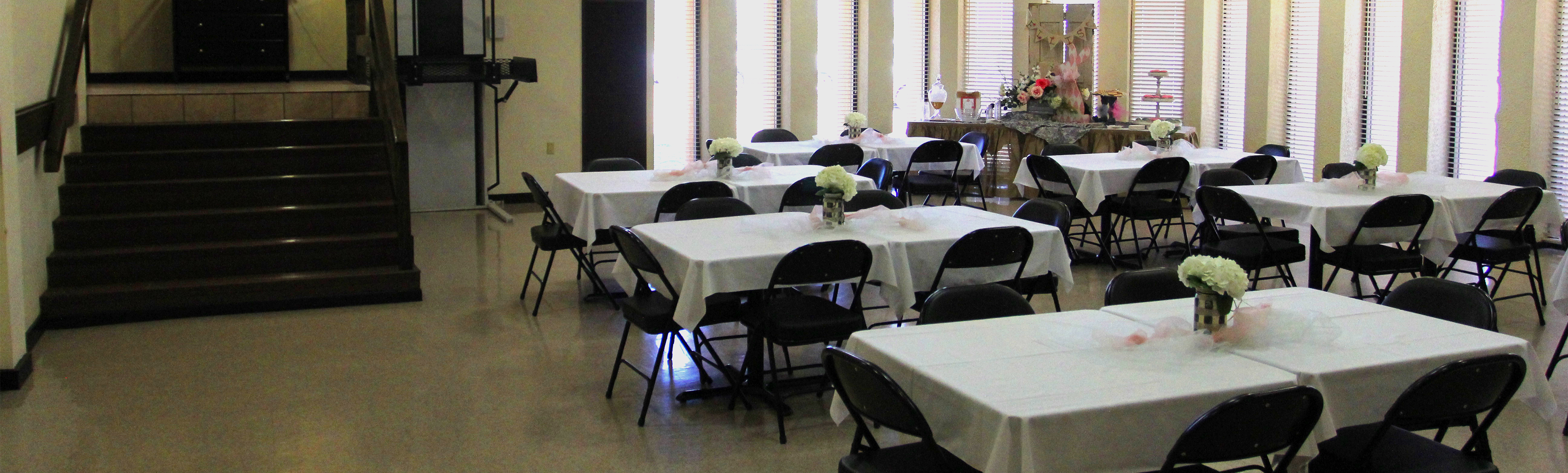 Tables set up at Visitor Center