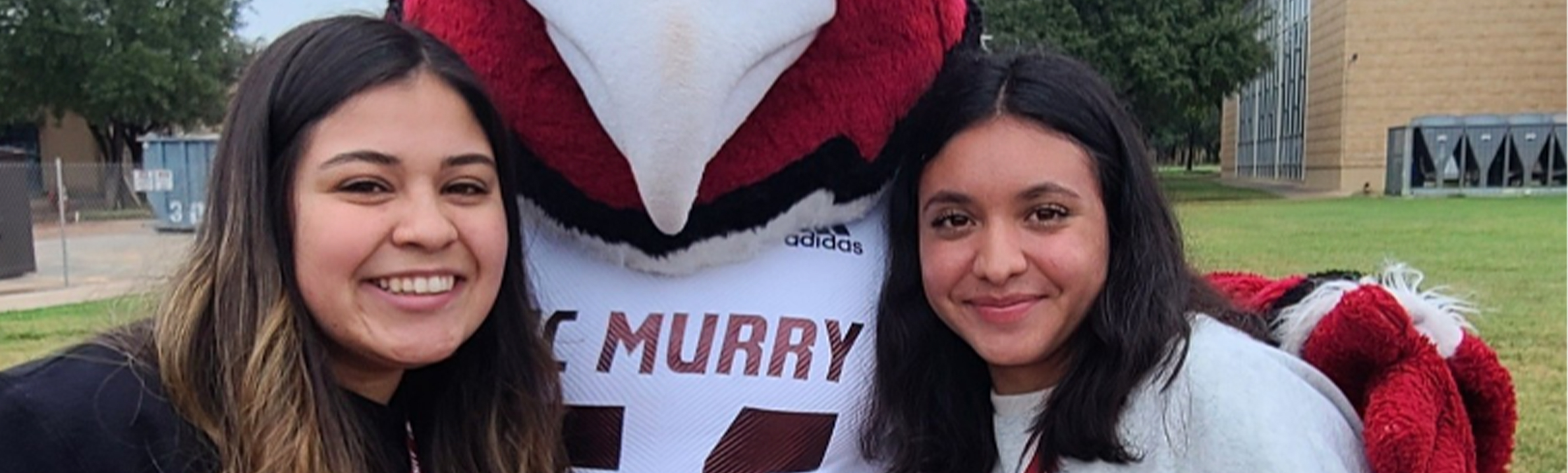 Students with McMurry Mascot (Hawk)
