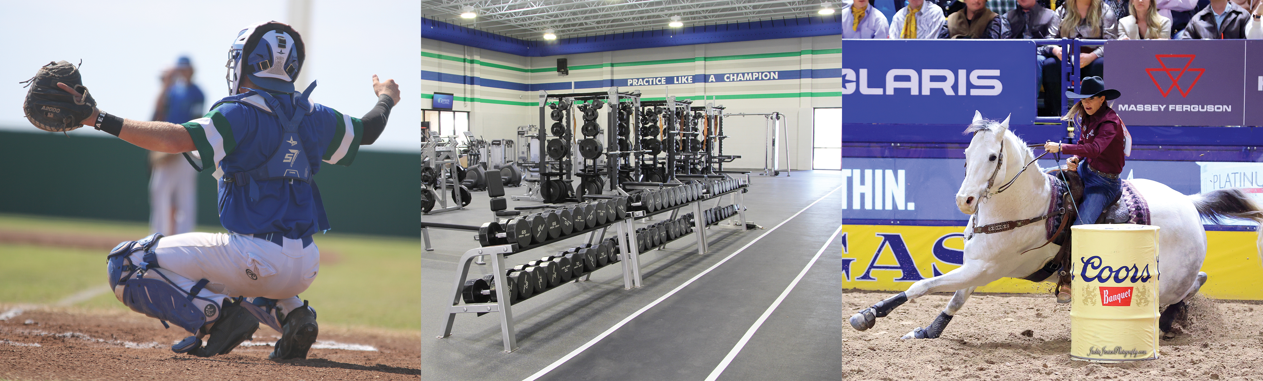 Left: WTC Hindcatcher, Center: WTC Fitness Center, Right: WTC Rodeo Student