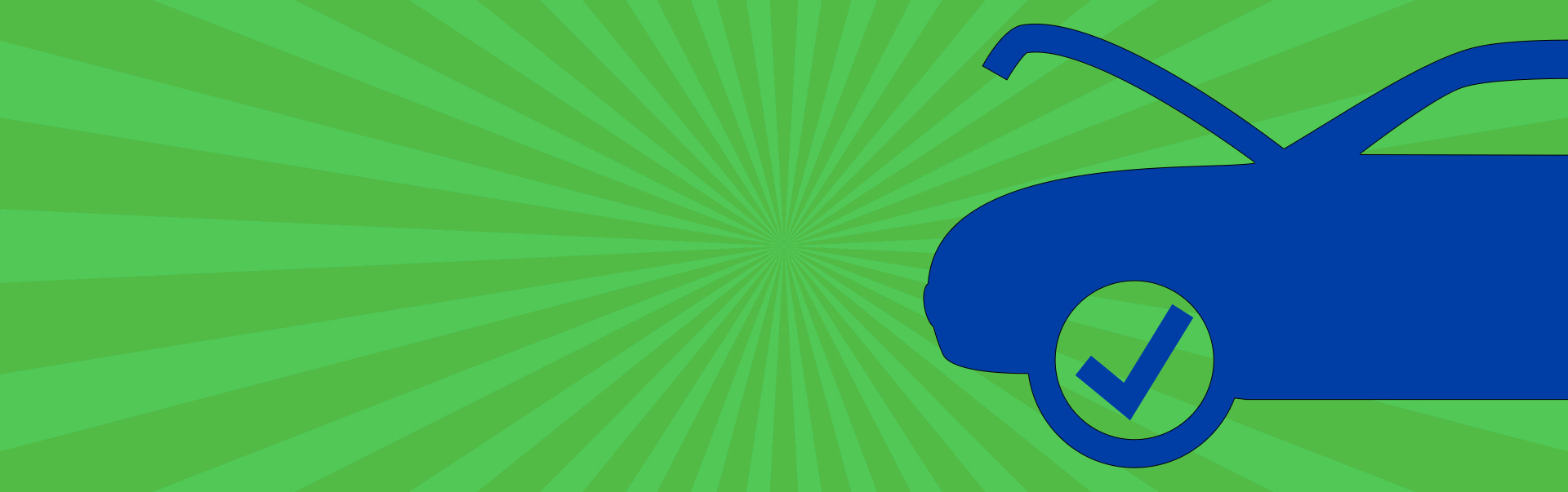 Blue car with check mark in tire