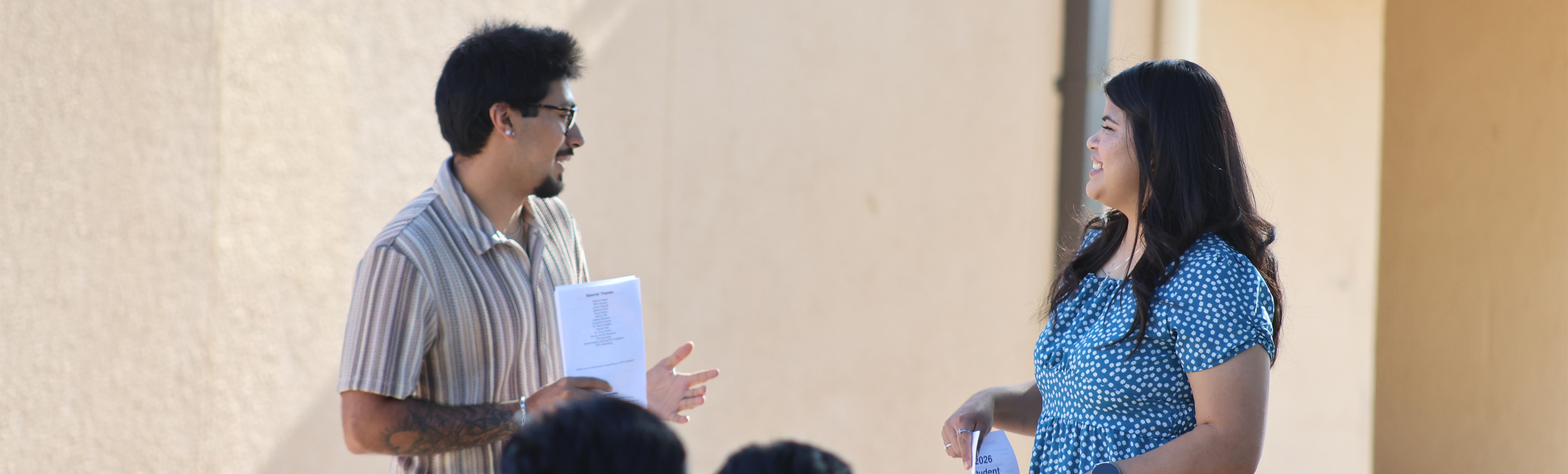 SSS Director, Cassie Saenz, speaking with Student 