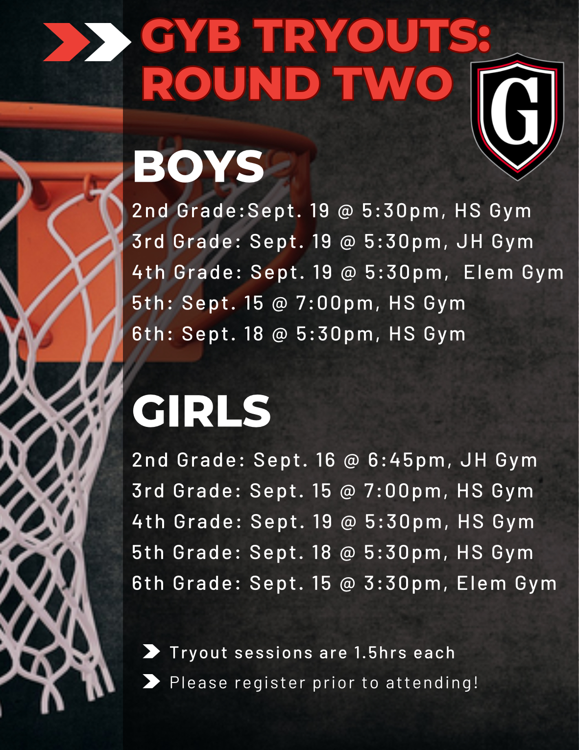 basketball tryout dates: 