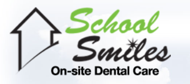 A logo featuring a house, an upward arrow, and a smiley face. "School Smiles On-site Dental Care" is written below.