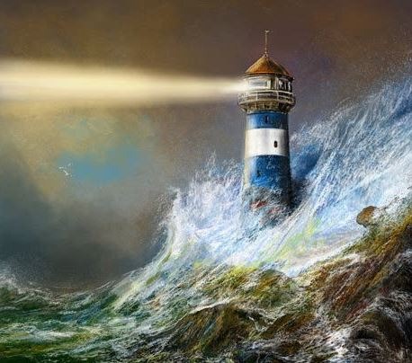 Lighthouse Beacon in storm