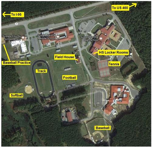 Map showing SCPS Sports Fields