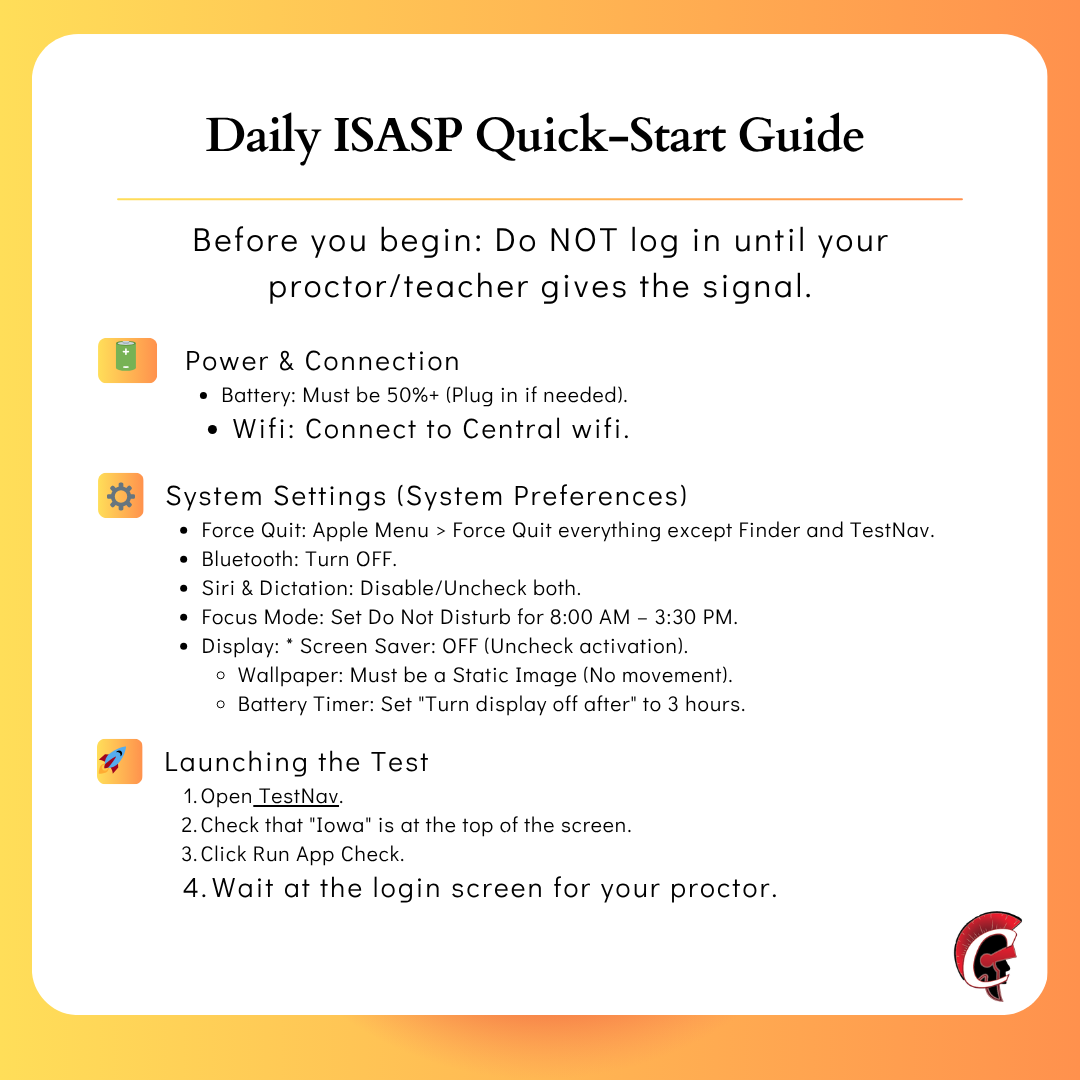ISASP Student Checklist