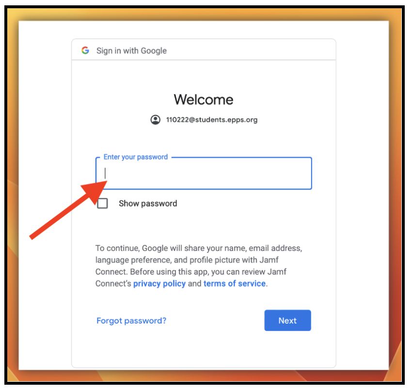 2. Enter your password. 