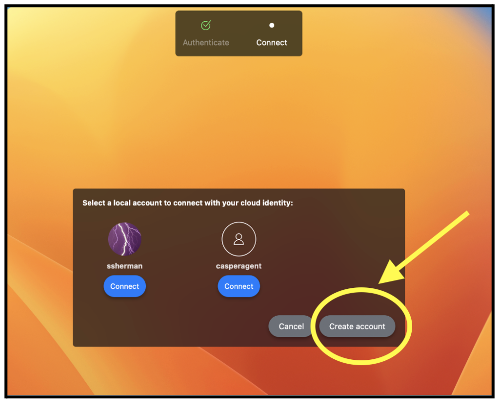 3. Click on Create account. 