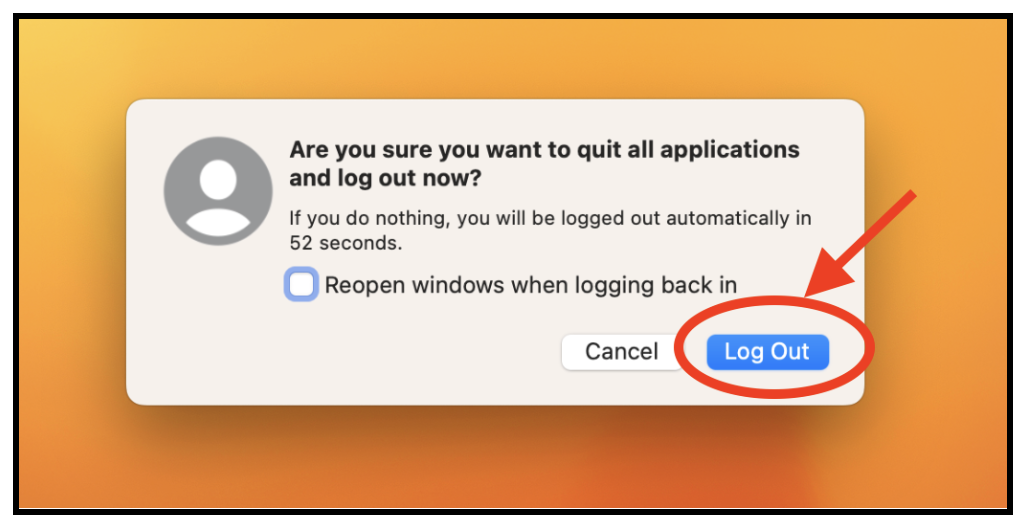 2. Click on Log Out. 