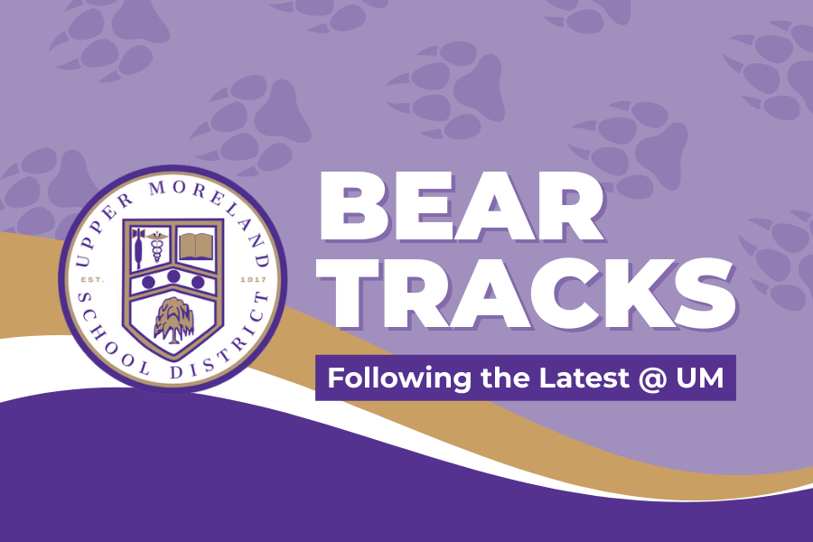 Promotional graphic for Upper Moreland School District titled "Bear Tracks" 