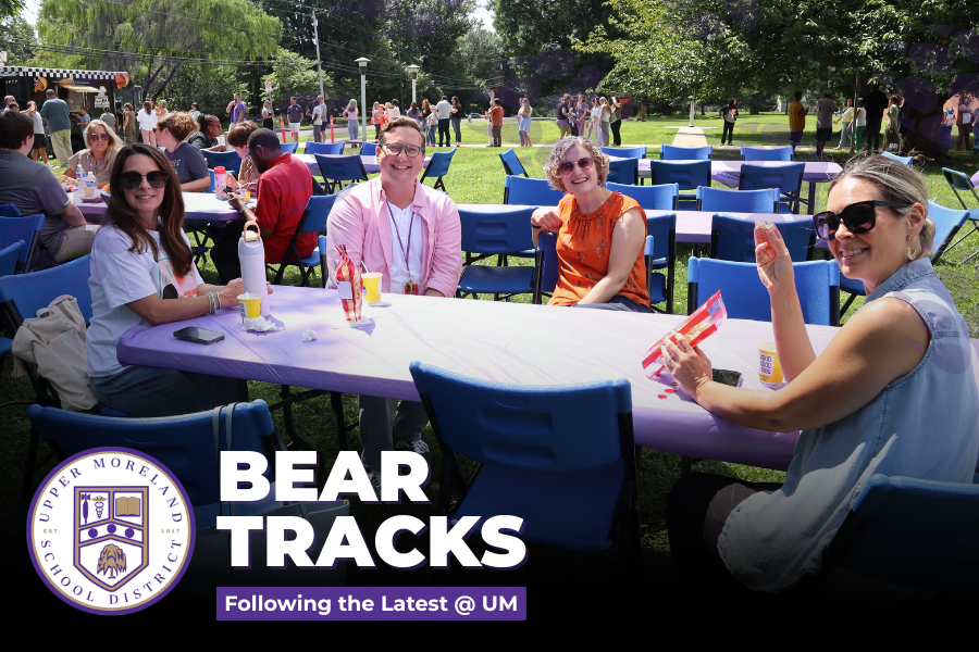 Promotional graphic for Upper Moreland School District titled "Bear Tracks" 