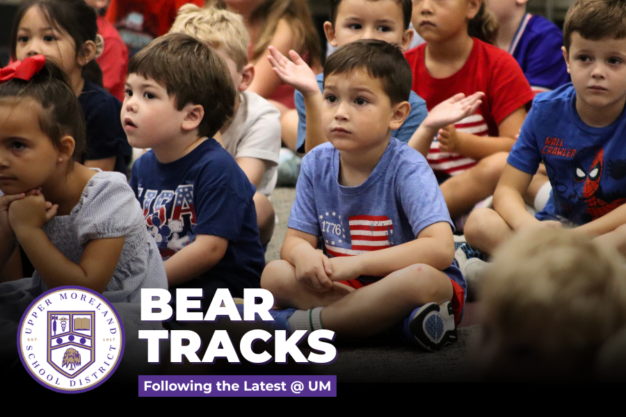 Promotional graphic for Upper Moreland School District titled "Bear Tracks" 