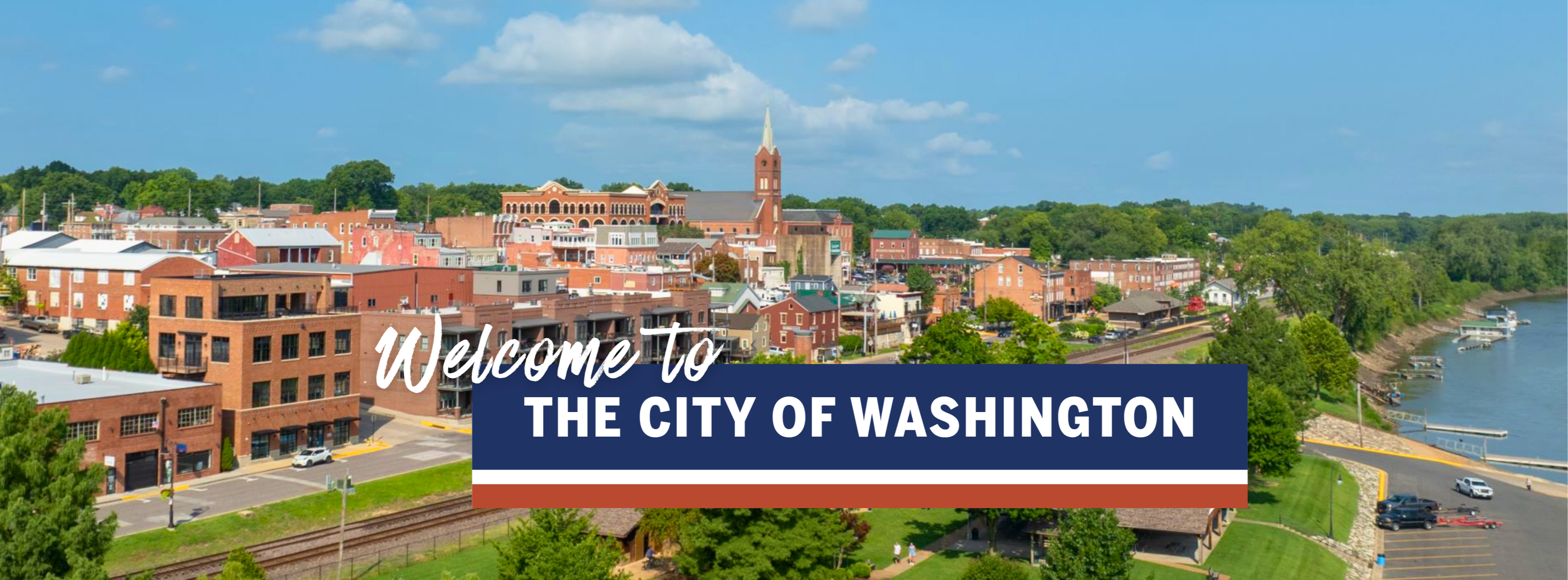 Skyline view of the City of Washington with text reading "Welcome to the City of Washington"