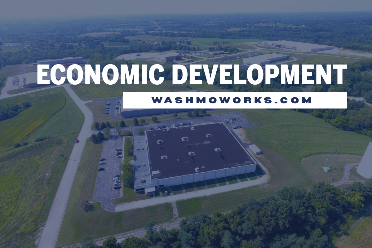 Industrial Park with text reading Economic Development WASHMOWORKS.com