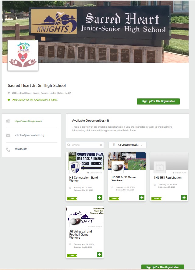 Volunteer at Sacred Heart, click on picture to see volunteer opportunities