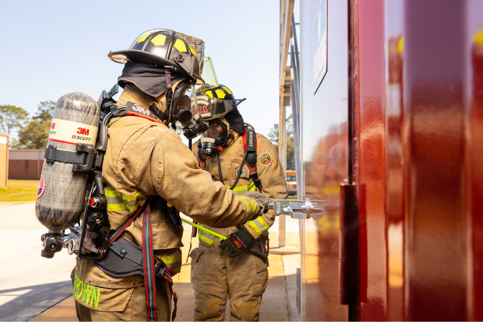 Firefighters in suits