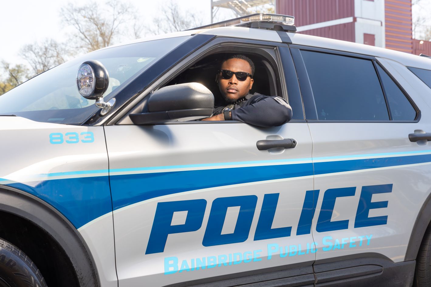 Patrol car with officer