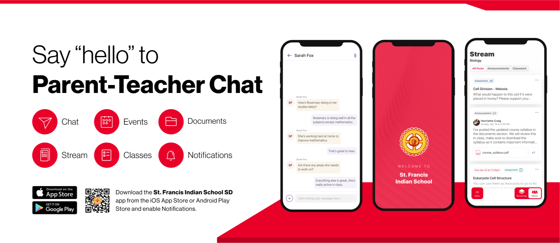 Say hello to Parent-Teacher chat in the new Rooms app. Download the (school name) app in the Google Play or Apple App store