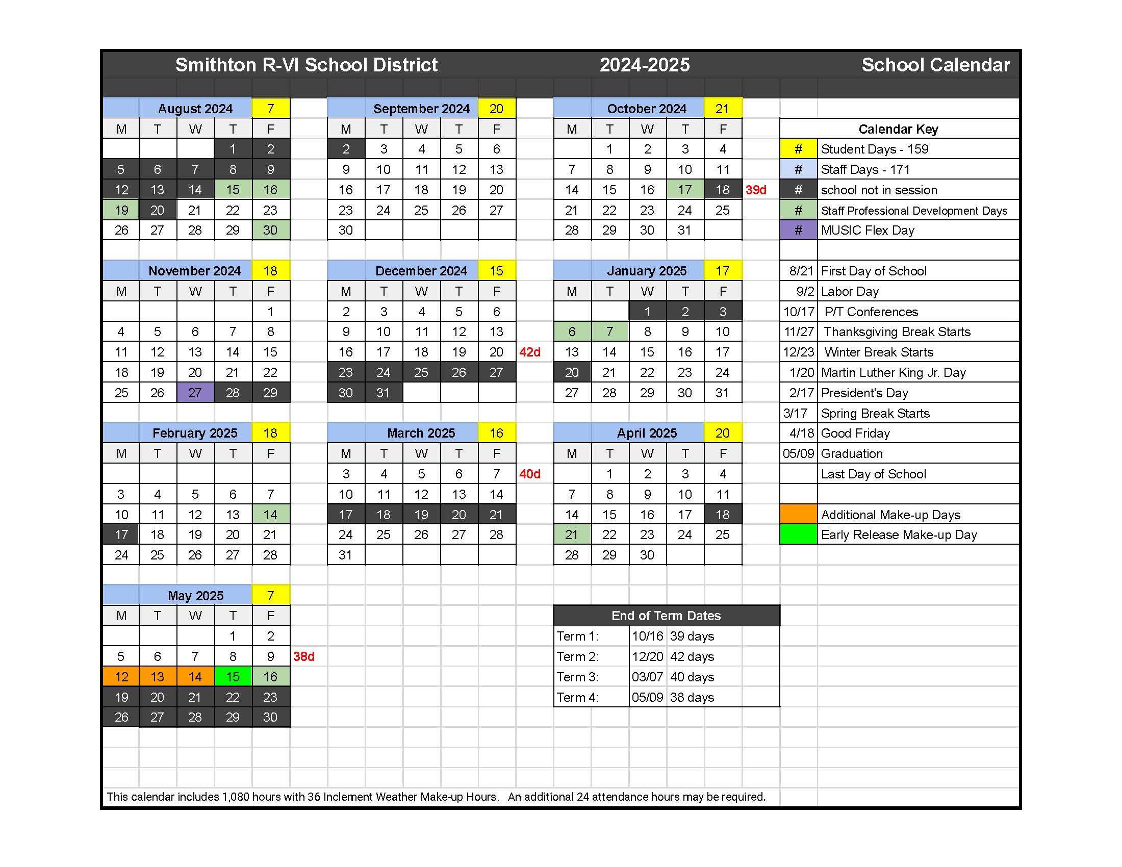 picture of the school calendar