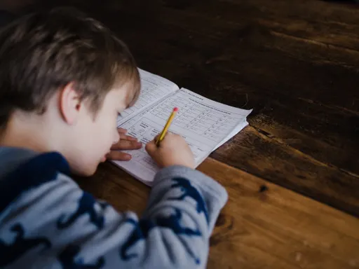 student writing
