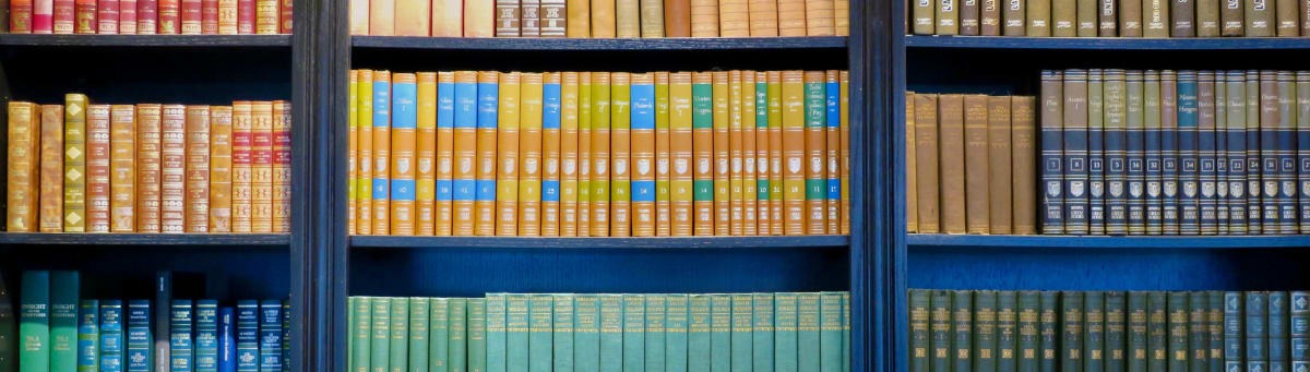 Colorful books on shelves