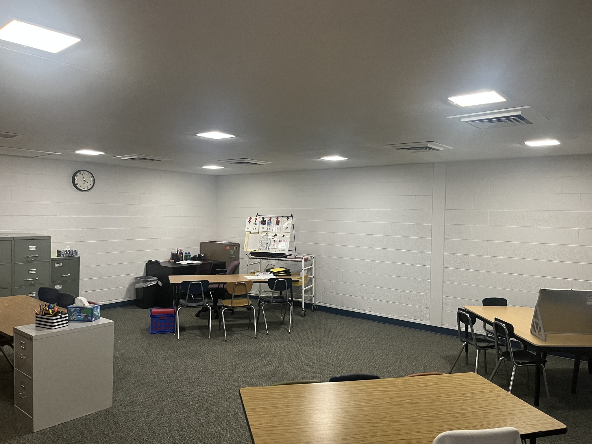 classroom with fresh paint and flooring