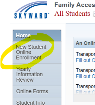 New student online enrollment