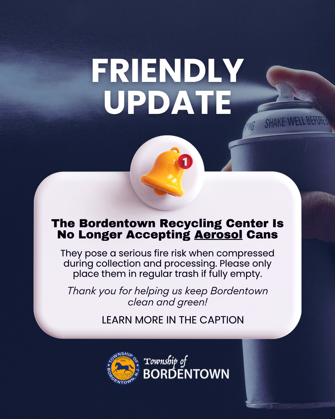 No Longer Accepting Aerosol Cans
