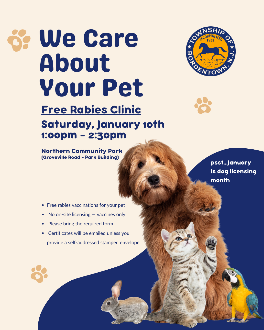 Free Rabies Clinic on January 10, 2026