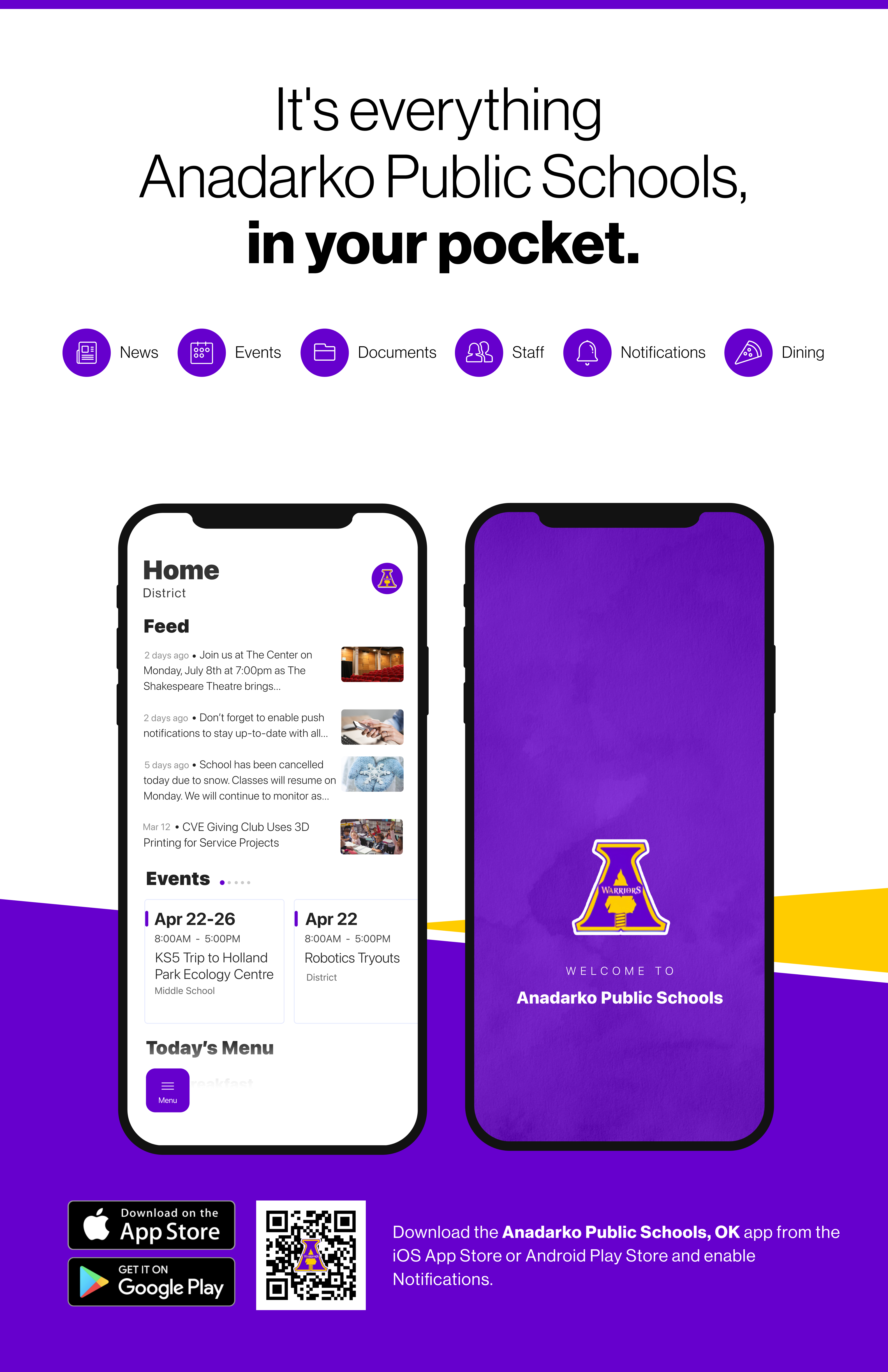 Say hello to Parent-Teacher chat in the new Rooms app. Download the Anadarko Public Schools app in the Google Play or Apple App store.