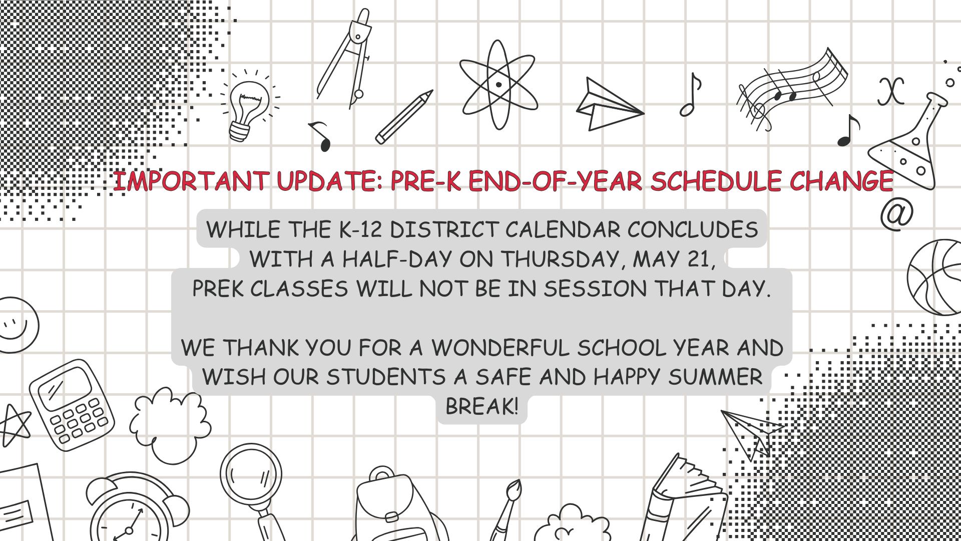 Pre K Schedule Change