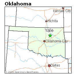 map of Oklahoma, with Yale City stared