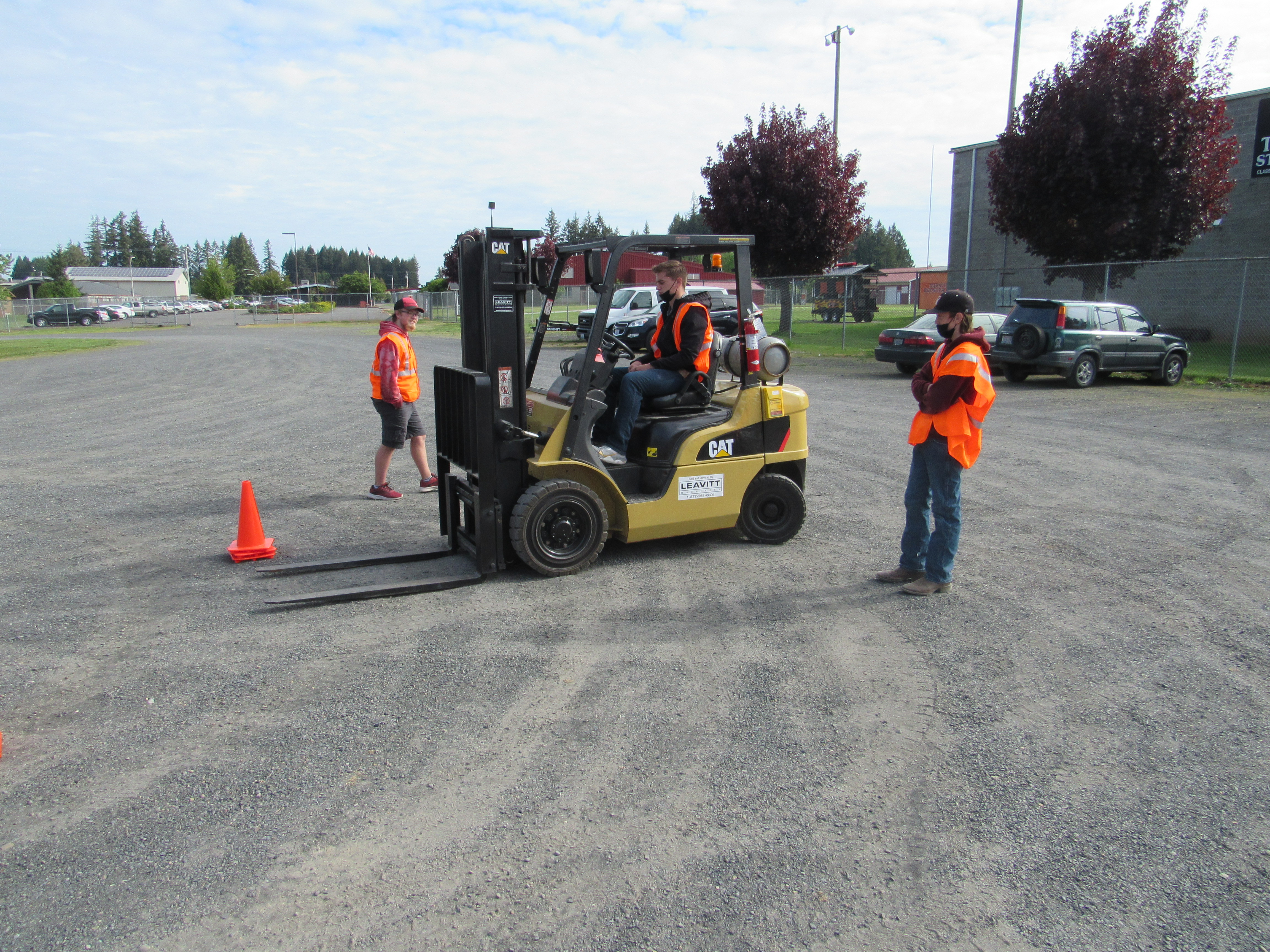 Student on forklift