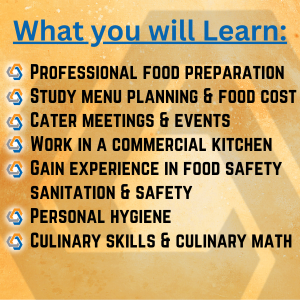 What you will learn in Culinary Arts graphic