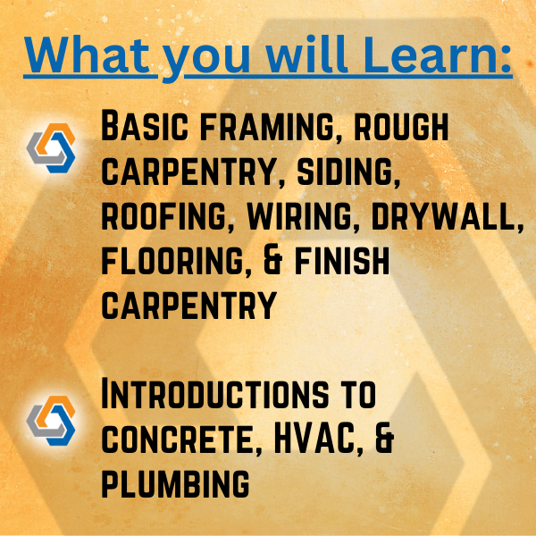 What you will learn in Building Trades graphic