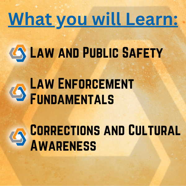 What you will learn in Criminal Justice graphic