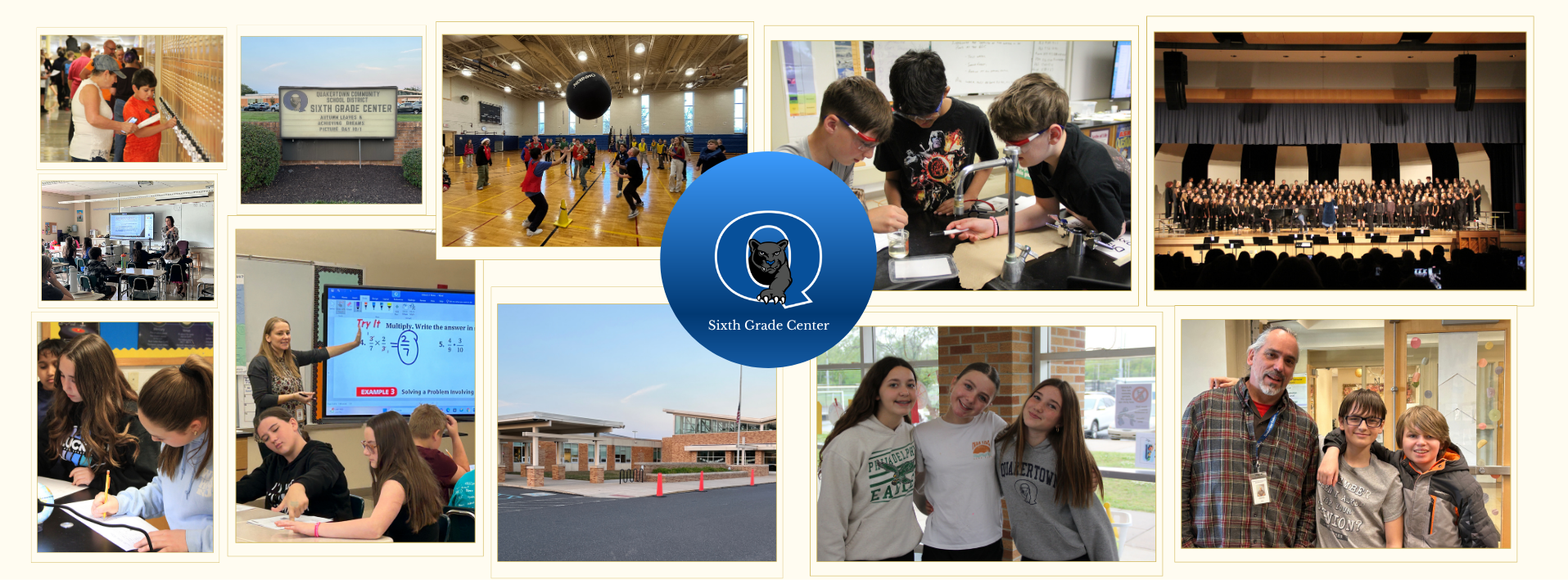 Collage of photos from the Sixth Grade Center