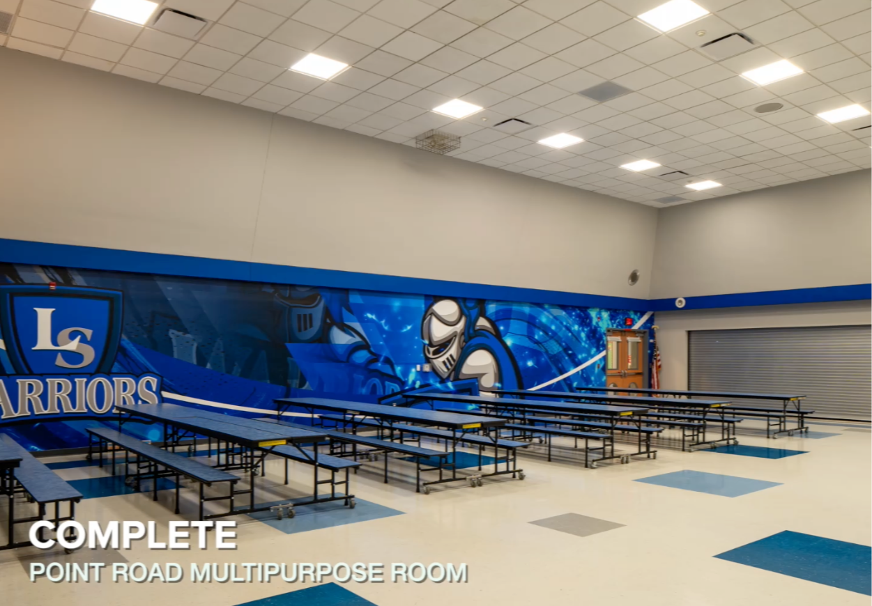 Multipurpose room tables and wallpaper