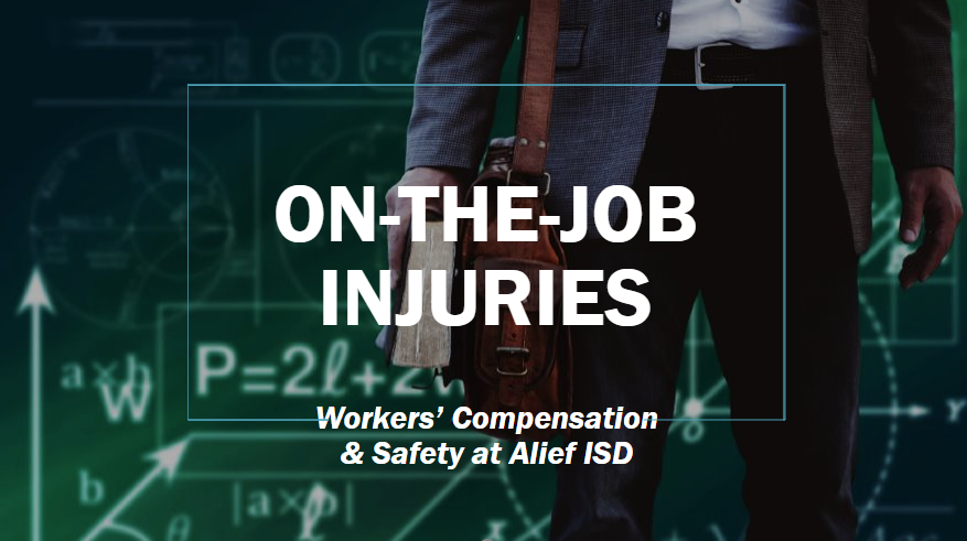 Text on-the-job injuries, pic of business man in front of chalkboard