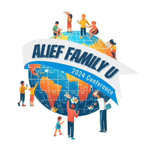 Alief Family U in a banner on an image of a globe with people on it