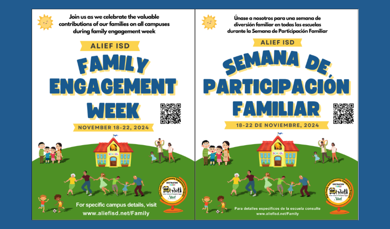 Family Engagement Week November 18-22 Join us as we celebrate the contributions of our families throughout the year. Click the link to the left for more information