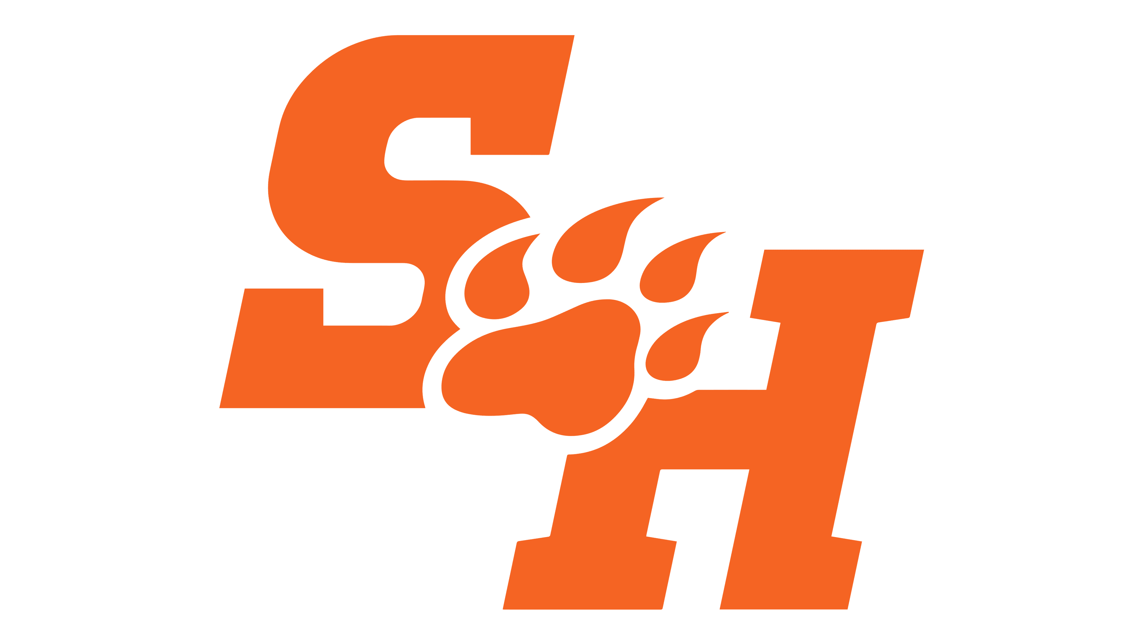 Orange and black graphic displaying the letters "SH" with a paw print above the middle letter.