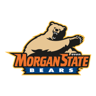 Logo for the Morgan State Bears. A bear sits on all fours, facing right, with mouth open. Text reads "Morgan State Bears."