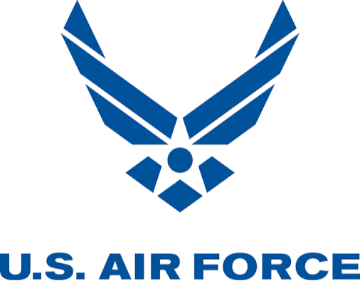 U.S. Air Force logo with wings, a star, and the text "U.S. AIR FORCE" below.