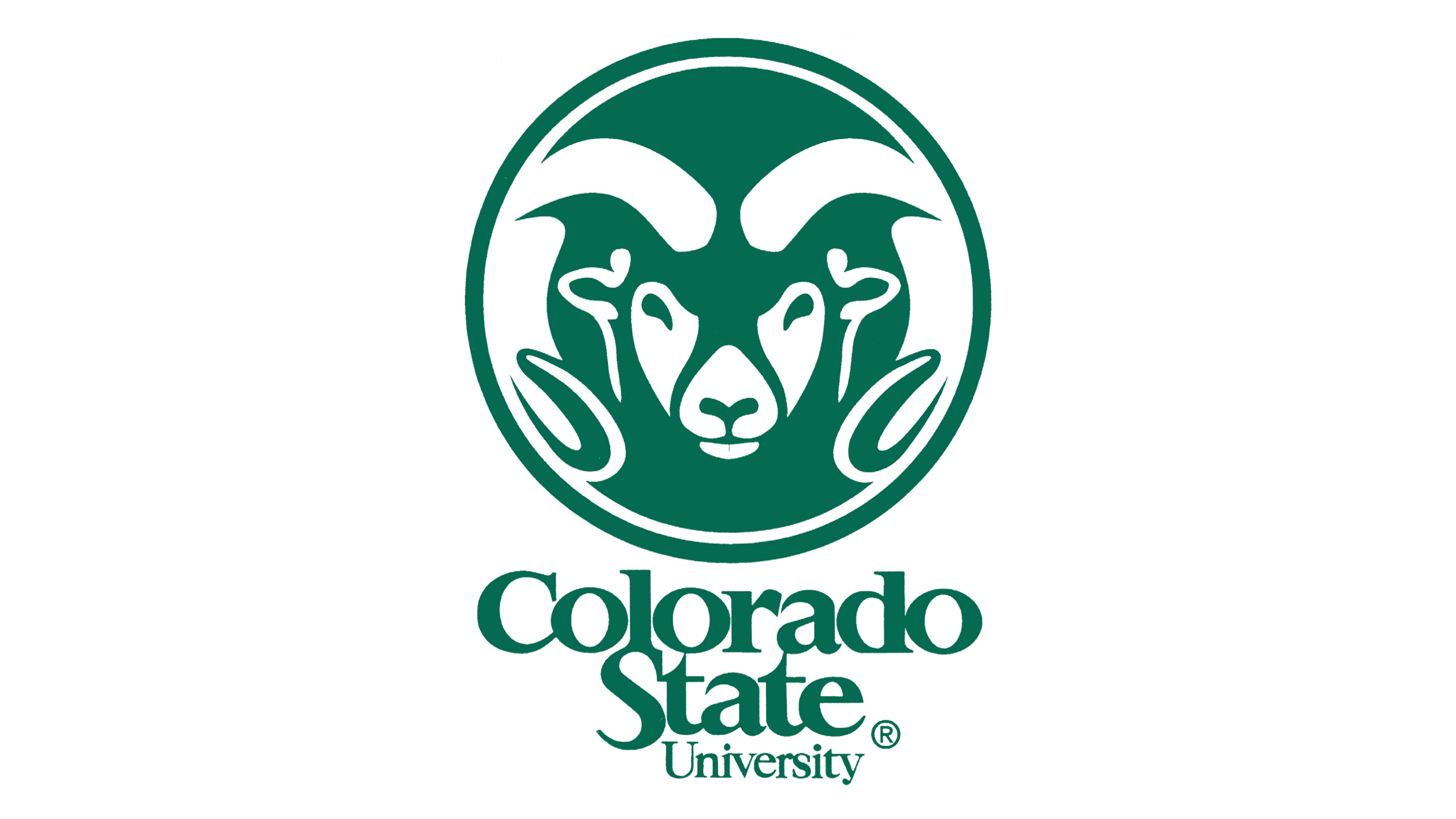 Logo of Colorado State University. Green ram facing forward, enclosed in a circle, with text below.