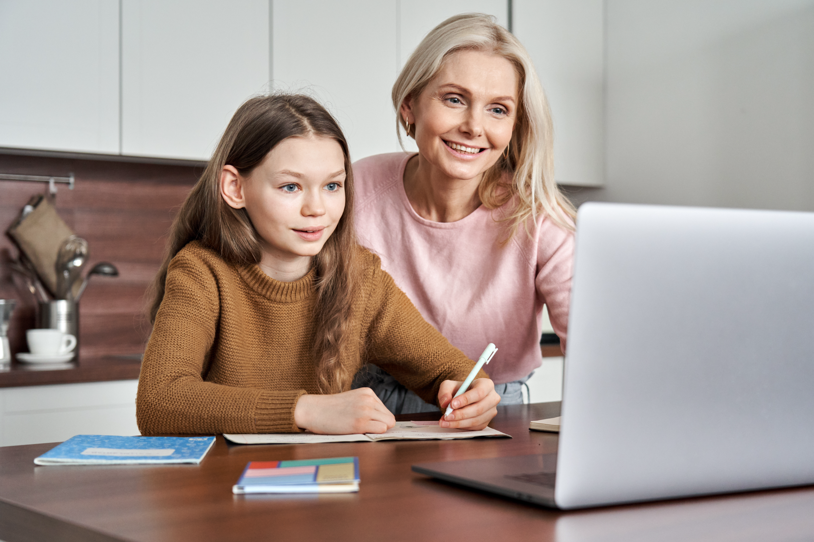 Girl and mom