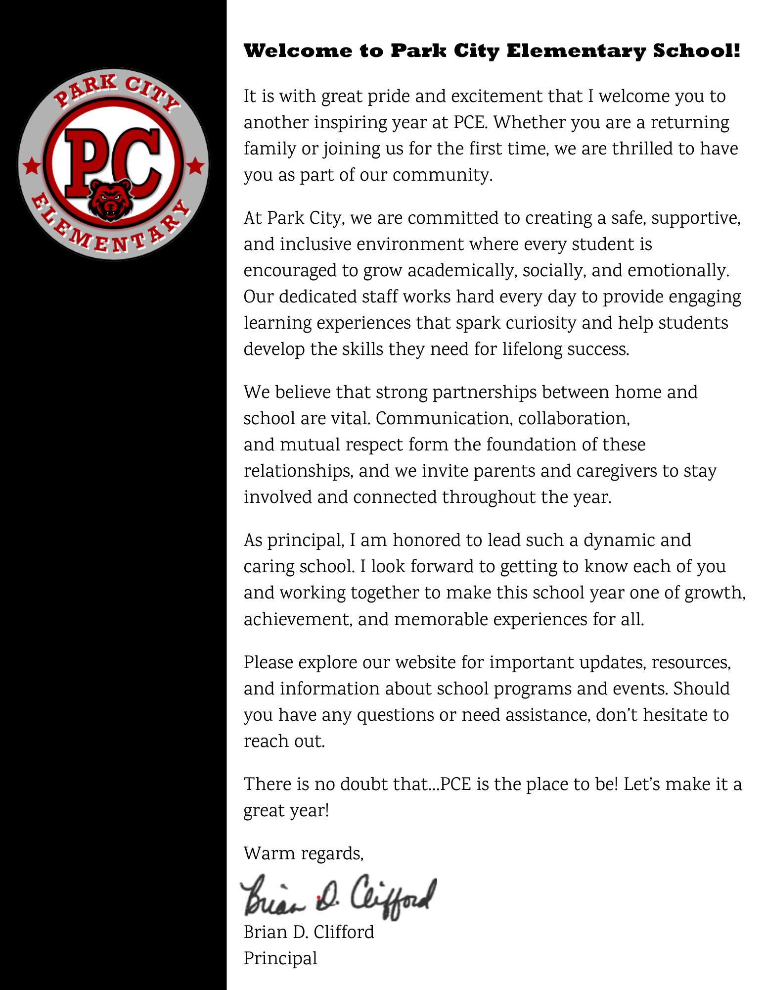 Welcome Message from Mr. Clifford