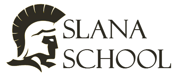 A trojan silhouette, the Slana School logo.