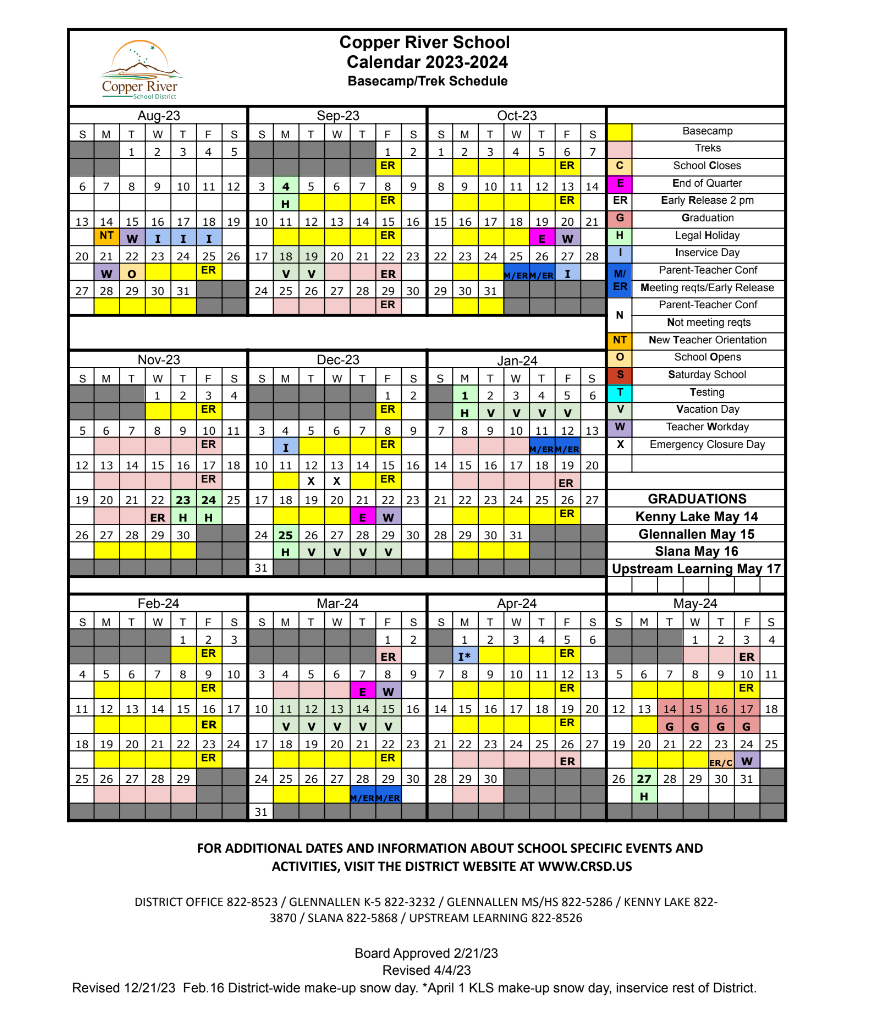 Calendar | Copper River School District