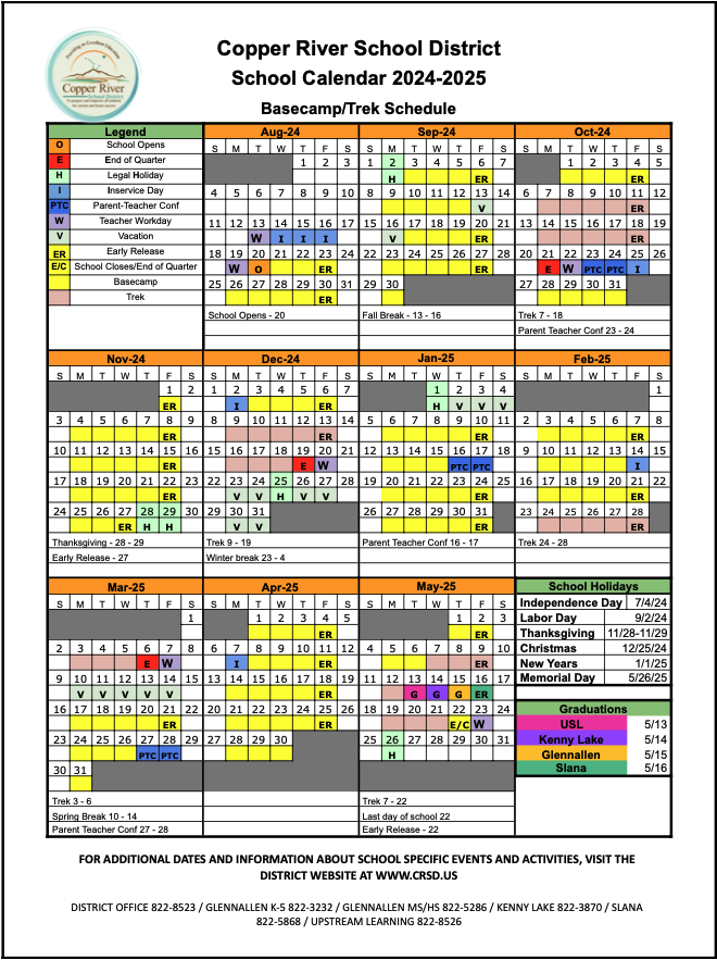 Calendar | Copper River School District Calendar | Copper River School District